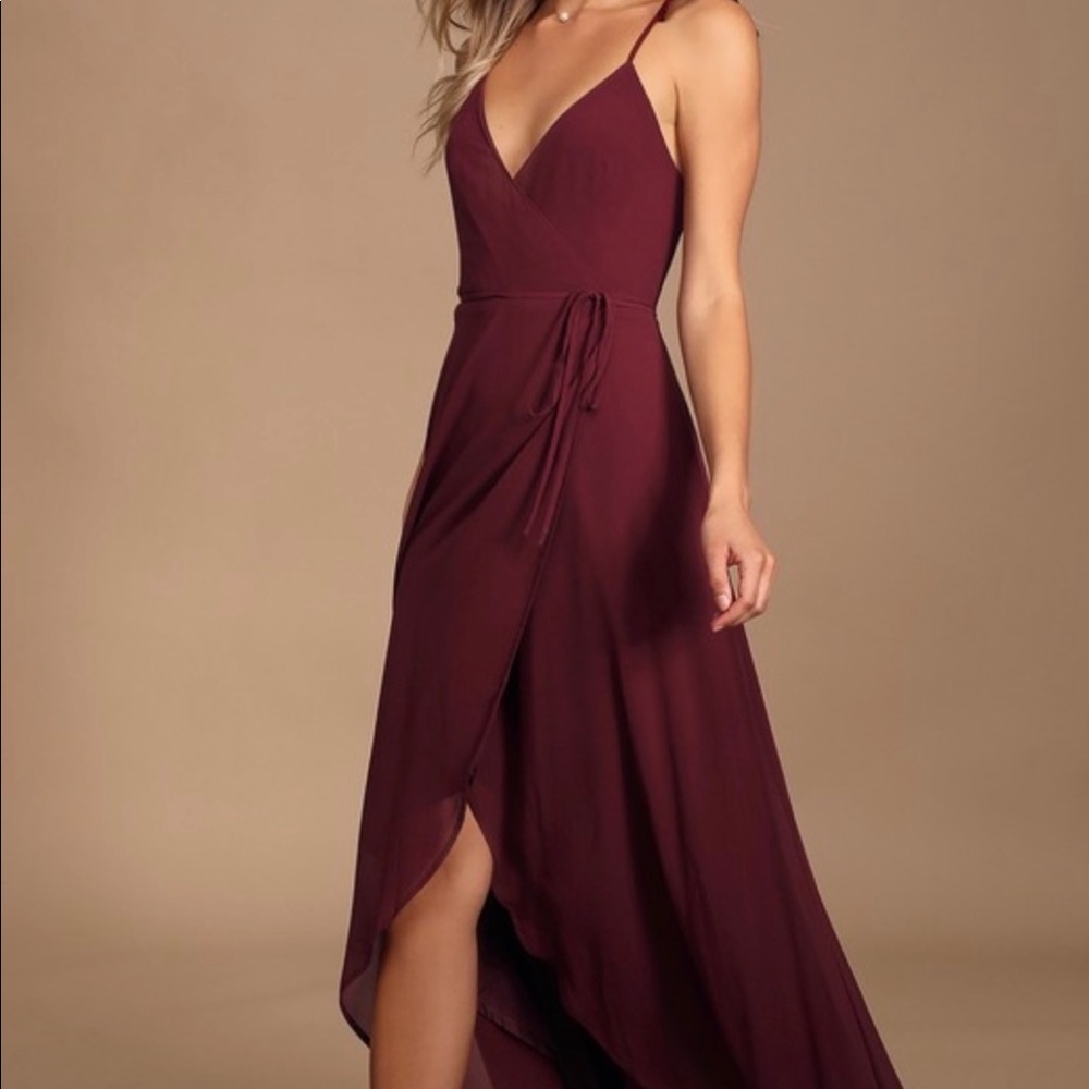 Lulus Burgundy High-Low Tie Dress (never worn)